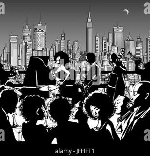 Jazz Musikband Auftritt in New York - Vektor-illustration Stock Vektor