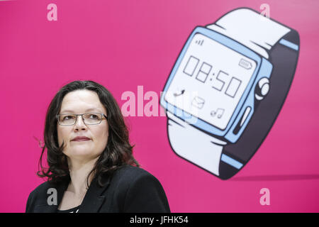 SPD Mindestlohn Poster Präsentation in Berlin Stockfoto