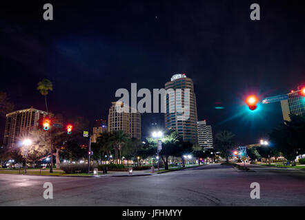 St Petersburg Florida City Skyline und den Hafen bei Nacht Stockfoto