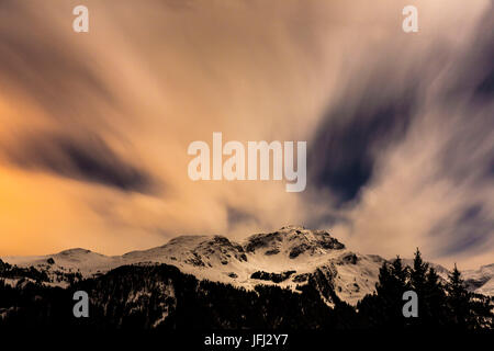 Mondnacht über Aroser Weisshorn Stockfoto