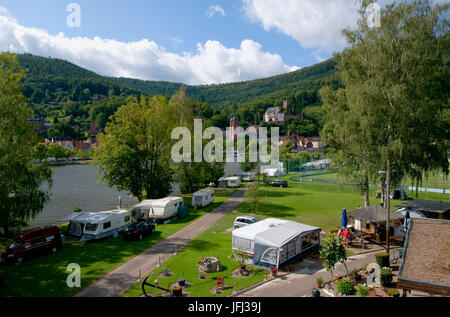 Europa, Deutschland, Bayern, Main, Miltenberg (Dorf), Campingplatz am Main Ufer, Stockfoto