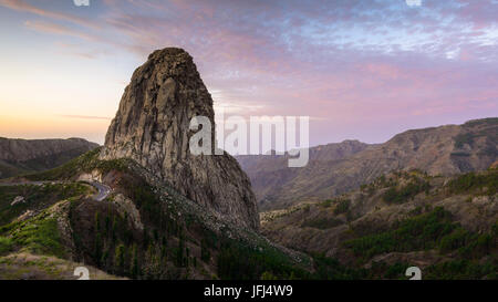 Roque de Agando im Morgenlicht, La Gomera, Kanarische Inseln, Spanien Stockfoto