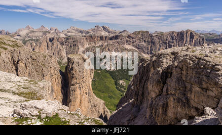 Rock-Landschaft in den Pisciadú Klettersteig, Dolomiten, Sellagruppe, Alta Badia, Süd Tirol, Italien Stockfoto