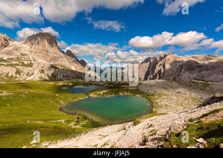 Tre Cime Naturpark, Provinz Bozen, Trentino Alto Adige, Italien, Stockfoto