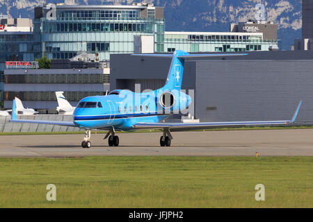 Genf/Schweiz vom 20. Juni 2017: Gulfstream Aerospace in Genf Flughafen. Stockfoto