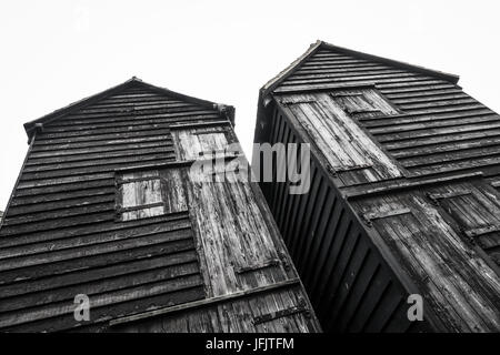 Alte hölzerne Schwarz fishermens Hütten Stockfoto