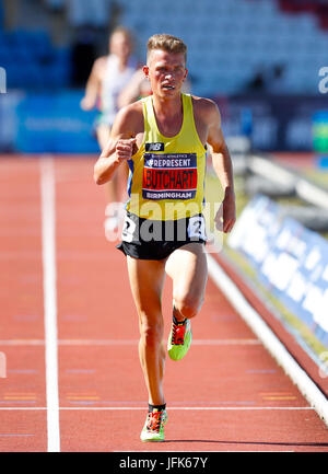 Andrew Butchart gewinnt das Herren-5000 Meter Finale während Tag eines 2017 britischen Leichtathletik Team Trials im Alexander Stadium, Birmingham. PRESSEVERBAND Foto. Bild Datum: Samstag, 1. Juli 2017. PA-Geschichte-Leichtathletik-Birmingham zu sehen. Bildnachweis sollte lauten: Martin Rickett/PA Wire Stockfoto