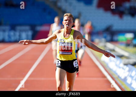 Andrew Butchart gewinnt das Herren-5000 Meter Finale während Tag eines 2017 britischen Leichtathletik Team Trials im Alexander Stadium, Birmingham. PRESSEVERBAND Foto. Bild Datum: Samstag, 1. Juli 2017. PA-Geschichte-Leichtathletik-Birmingham zu sehen. Bildnachweis sollte lauten: Martin Rickett/PA Wire Stockfoto