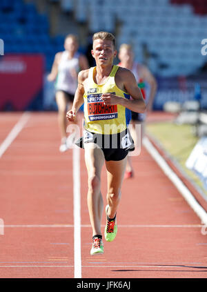 Andrew Butchart gewinnt das Herren-5000 Meter Finale während Tag eines 2017 britischen Leichtathletik Team Trials im Alexander Stadium, Birmingham. Stockfoto