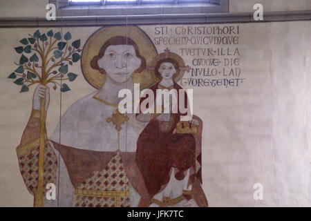 2014.06.21.113126 Fresko St. Christopherus Stiftskirche Münstermaifeld Stockfoto