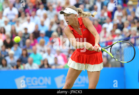 Eastbourne, Vereinigtes Königreich. 1. Juli 2017. Caroline Wozniacki aus Dänemark im Kampf gegen Karolina Pliskova der Tschechischen Republik während der Frauen-Finale während Tag sieben der Aegon International Eastbourne am 1. Juli 2017 in Eastbourne, England Credit: Paul Terry Foto/Alamy Live News Stockfoto