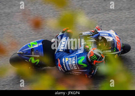 Hohenstein-Ernstthal, Deutschland. 1. Juli 2017. Maverick Vinales von Spanien und Movistar Yamaha MotoGP in Aktion während der deutschen MotoGp - Qualifying auf Sachsenring am 1. Juli 2017 in Hohenstein-Ernstthal, Deutschland. Bildnachweis: Marco Iorio/Alamy Live-Nachrichten Stockfoto