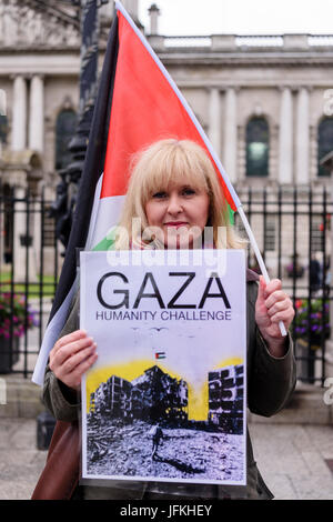 Belfast, Nordirland. 01/07/2017 - Anti Israel protestieren erfolgt zur Unterstützung der Menschen in Gaza durch Belfast Republikaner. Stockfoto