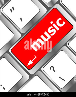 Computer-Tastatur mit Musik Schlüssel - Technologien-Hintergrund Stockfoto