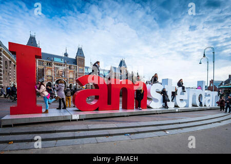 Amsterdam, Niederlande, Europa, ich bin Amsterdam "Logo am Rijksmuseum Museumsplatz, Stockfoto