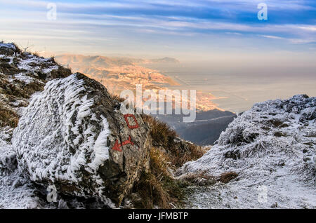 Faiallo pass, Provinz von Genua, Ligurien, Italien, ligurischen Berge, UNESCO Global Geoparks UNESCO Global Geoparks Beigua Stockfoto