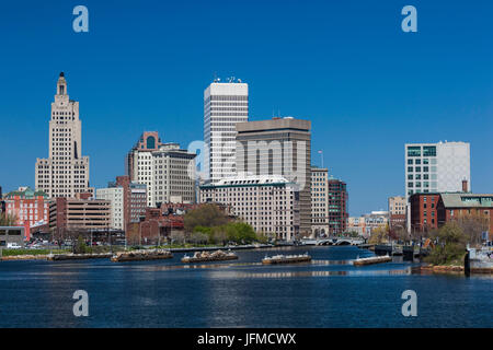 USA, Rhode Island, Providence, die Skyline der Stadt vom Fluss Providence Stockfoto