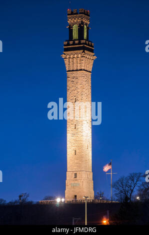 Abenddämmerung Provincetown Denkmal, Cape Cod, Massachusetts, USA Stockfoto