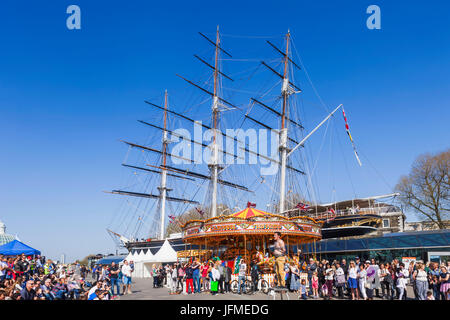 England, London, Greenwich, der Cutty Sark während des jährlichen Festivals in Greenwich Stockfoto