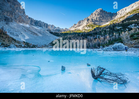 Sorapiss See, Gruppo del Sorapiss, Dolomiten, Veneto, der Comune von Cortina d ' Ampezzo, Italien, Europa. Stockfoto