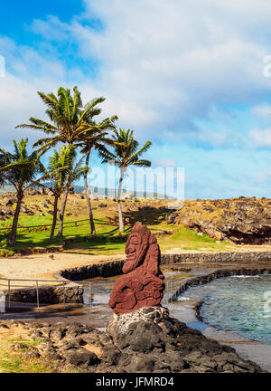 Skulptur von Naturschwimmbad, Hanga Roa, Osterinsel, Chile Stockfoto