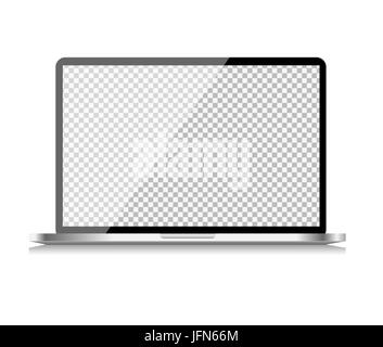 Realistische Computer Laptop mit transparenten Hintergrund auf dem Bildschirm, Isolated on White Background. Vektor-Illustration Stock Vektor