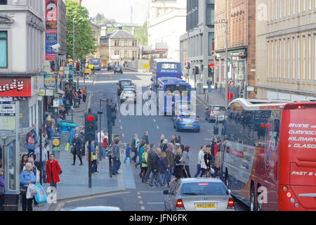 Hope Street Glasgow die meisten als einer der britischen beschrieben wird verschmutzten Straßen durch Emissionen von Kraftfahrzeugen Stockfoto