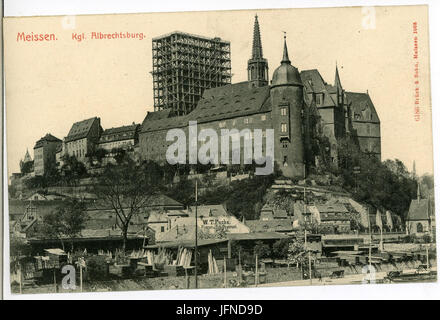 06186-Meißen-1905-Burgberg Mit Eingerüsteten Dom, Burg Und Bischofsschloß-Brück & Sohn Kunstverlag Stockfoto