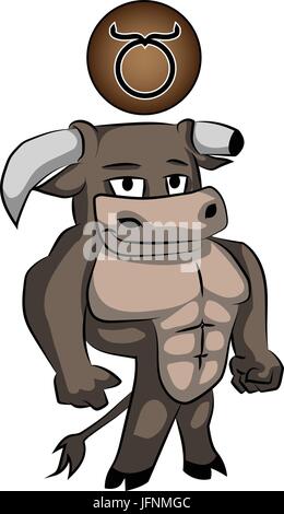 Sternzeichen Stier in niedlichen Cartoon Vektor Stock Vektor
