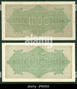 1000 Mark Reichsbanknote 19 2 Versionen Gedruckt von J. C. König & Ebhardt KH Hannover Seite II 600 dpi Stockfoto
