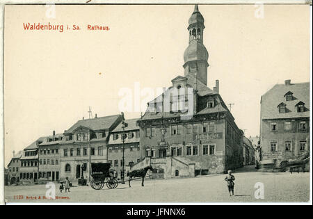 01123-Waldenburg-1899-Rathaus, Ratskeller Und Pferdewagen-Brück & Sohn Kunstverlag Stockfoto