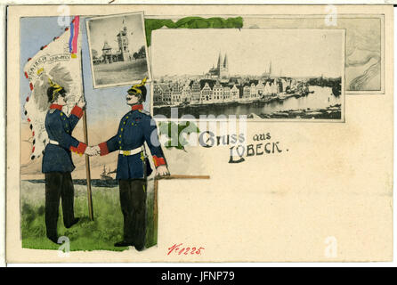 01 5-Lübeck-1899-Ansicht Und Militär-Brück & Sohn Kunstverlag Stockfoto