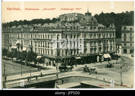 10562-Karlsbad-1909-Elisabetquai, Kaiserhof, Habsburger Hof-Brück & Sohn Kunstverlag Stockfoto