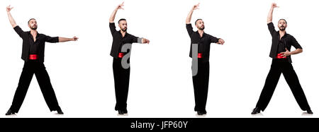 Die spanische Tänzerin in verschiedenen Posen auf Weiß Stockfoto