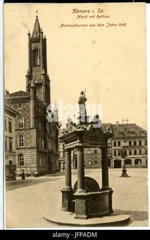 10884-Kamenz-1909-Markt Mit Rathaus-Brück & Sohn Kunstverlag Stockfoto