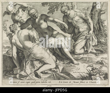 Agostino Carracci - Mercurius En de GratiơABn, 1589 Stockfoto