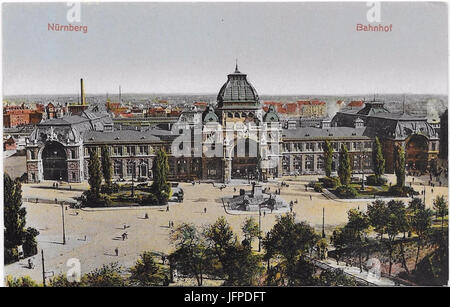 AK Nürnberg Hauptbahnhof um 1900 Stockfoto
