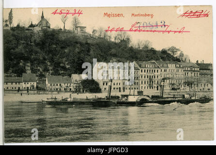 12034-Meißen-1910-Martinsberg - Elbe Mit Schlepper-Brück & Sohn Kunstverlag Stockfoto