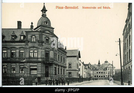 12089-Plaue-Bernsdorf-1910-Siemsstraße Und Schule-Brück & Sohn Kunstverlag Stockfoto