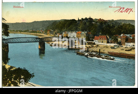 12107-Meißen-1910-Martinsberg, Elbbrücke, Elbe Mit Schlepper-Brück & Sohn Kunstverlag Stockfoto