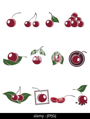 Vektor-Illustration eines Satzes Kirsche Symbole Stock Vektor