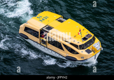 Tender Boot von kreuzfahrtschiff AIDAsol in den Geirangerfjord, Norwegen Stockfoto