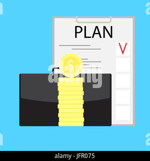 Monatliche finanzielle Planung der Ziele und Aufgaben. Finanzplan und Business plan Budget, Vektor-illustration Stockfoto