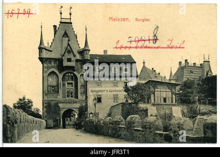 13623-Meißen-1911-Burgtor-Brück & Sohn Kunstverlag Stockfoto