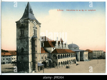 13682-Löcse-1911-Varoshaza es az AG. EV. Templom-Brück & Sohn Kunstverlag Stockfoto