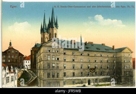 14972-Eger-1912-Obergymnasium Und alten Infanterie-Kaserne des Regiments Nr. 73-Brück & Sohn Kunstverlag Stockfoto