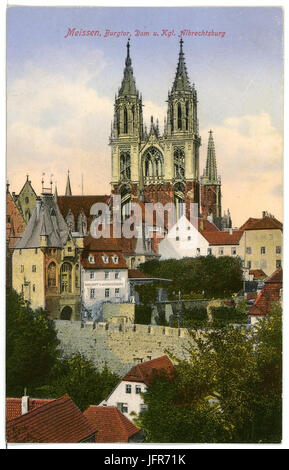 15742-Meißen-1913-Burgbrücke, Burgtor, Dom Und Albrechtsburg-Brück & Sohn Kunstverlag Stockfoto