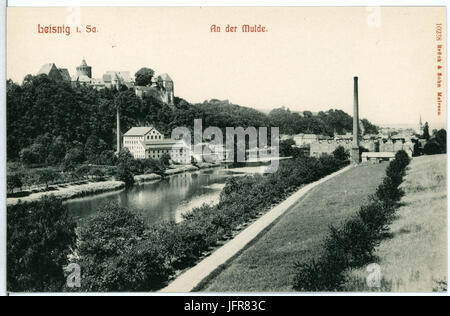 10238-Leisnig-1908-Blick Über Die Mulde Auf Schloß Mildenstein-Brück & Sohn Kunstverlag Stockfoto