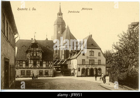 17162-Rochlitz-1913-Mühlplatz Mit Petrikirche-Brück & Sohn Kunstverlag Stockfoto