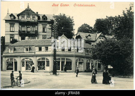 17960-Bad Elster-1914-Ortskolonnaden-Brück & Sohn Kunstverlag Stockfoto